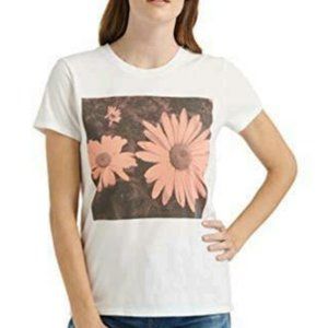 Lucky Brand pink daisy white t shirt Medium